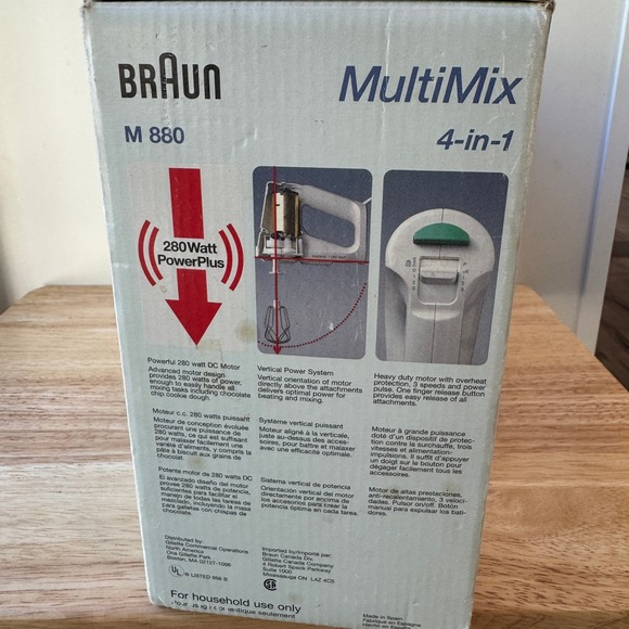 Braun MultiMix 4-in-1 Hand Mixer M880 White 280W Immersion Blender Mixer Chopper - Picture 5 of 11